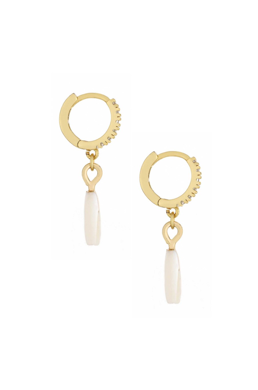 Earrings Ettika | Boho White Crescent 18K Gold Plated Dangle Earrings