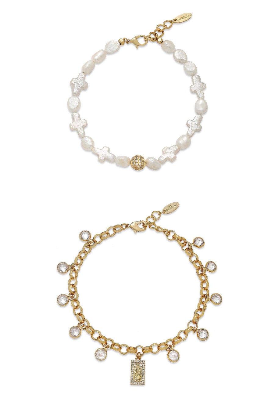 Bracelets Ettika | Faithful Pearl And 18K Gold Plated Chain Bracelet Set