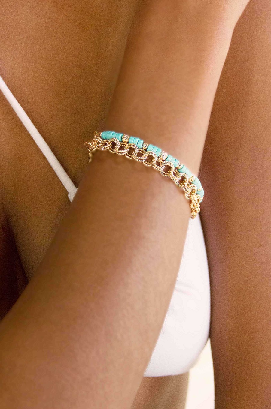 Bracelets Ettika | Vacation Mode Activated Turquoise And 18K Gold Plated Bracelet Set