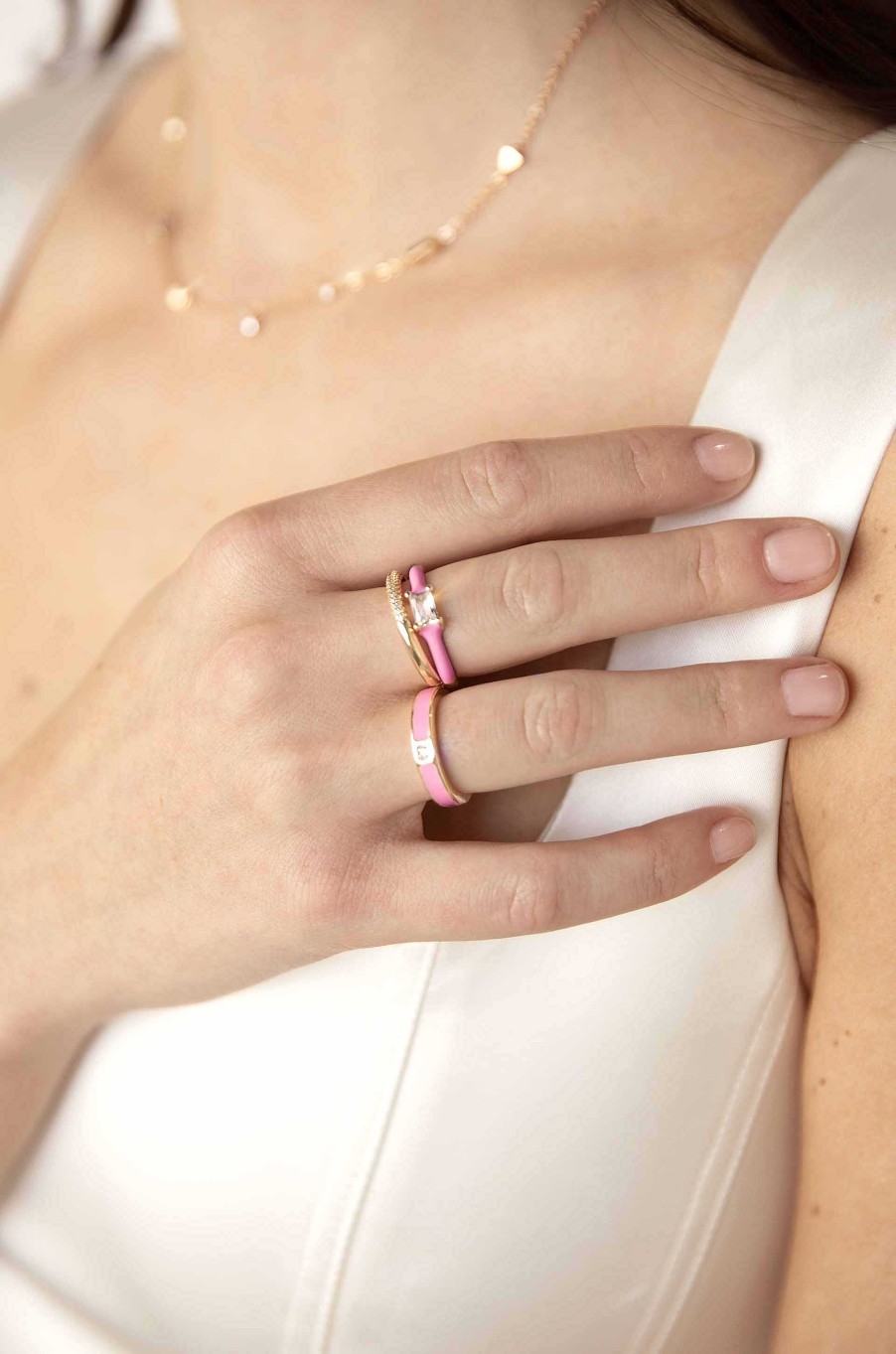 Rings Ettika | Pink Ladies 18K Gold Plated Ring Set