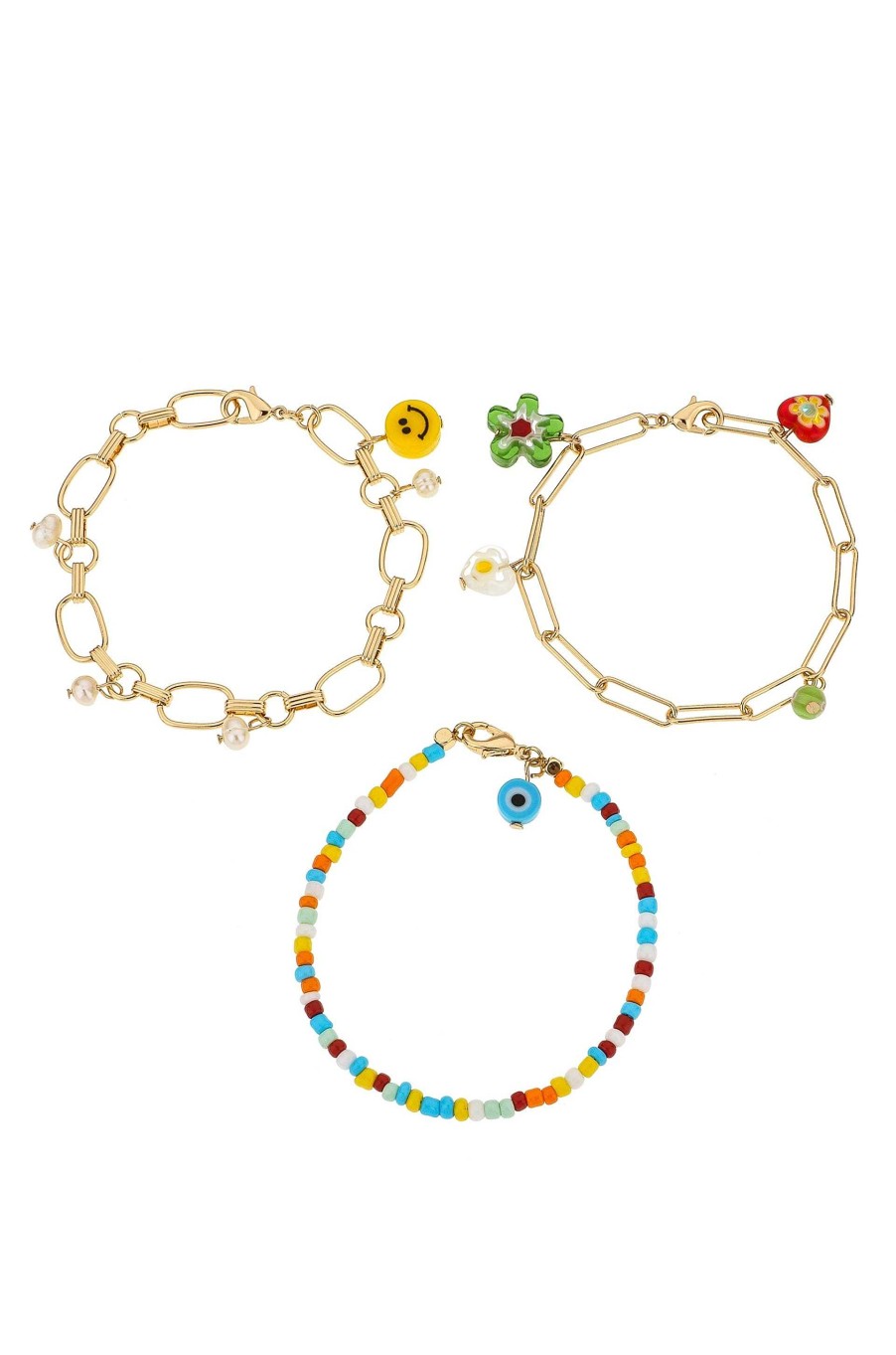 Bracelets Ettika | Happiness Beaded And 18K Gold Plated Charm Bracelet Set