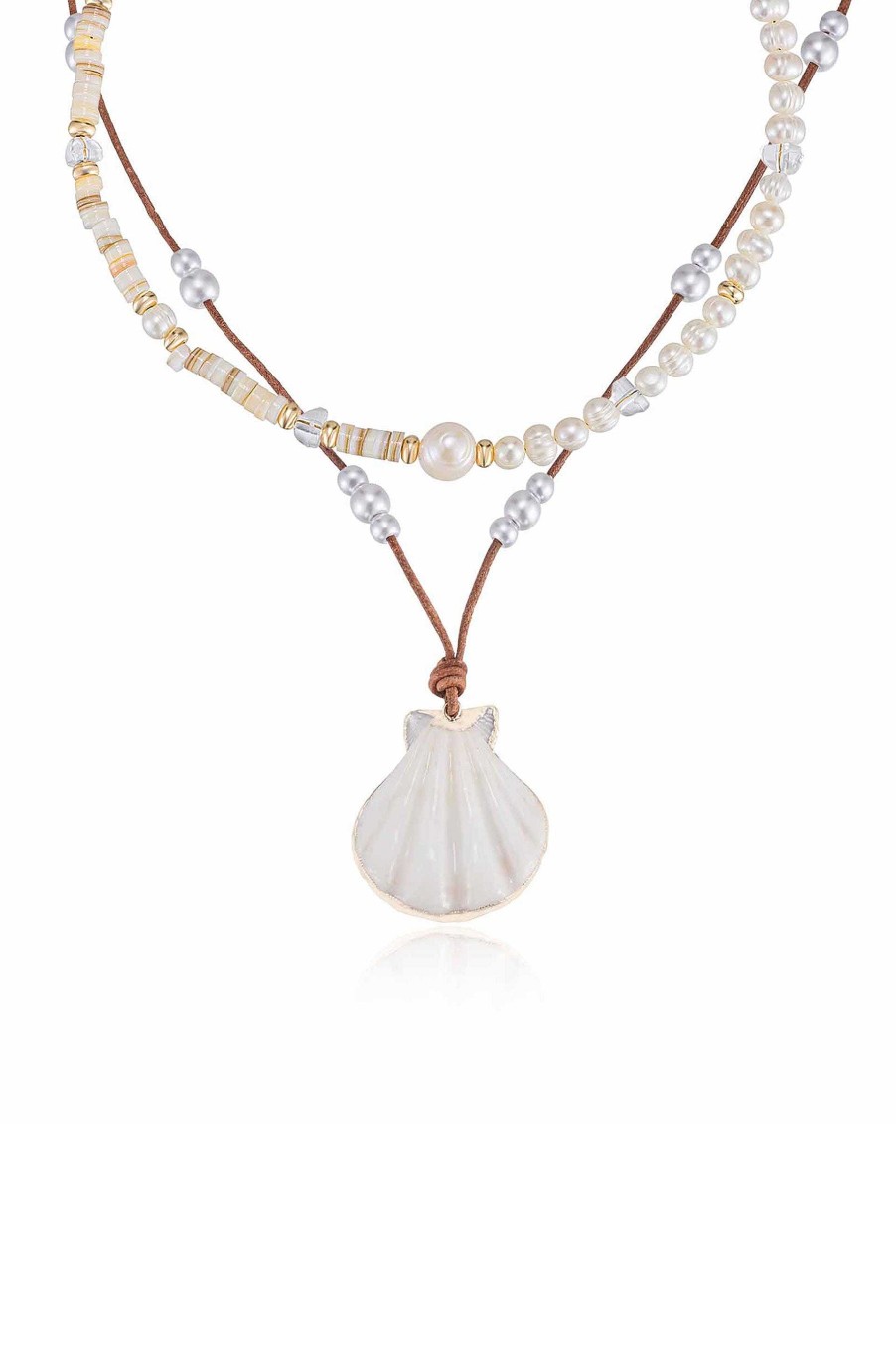 Necklaces Ettika | Beach Days Shell Pendant 18K Gold Plated Necklace Set