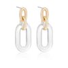 Earrings Ettika | Clear Resin Paperclip 18K Gold Plated Oval Earrings