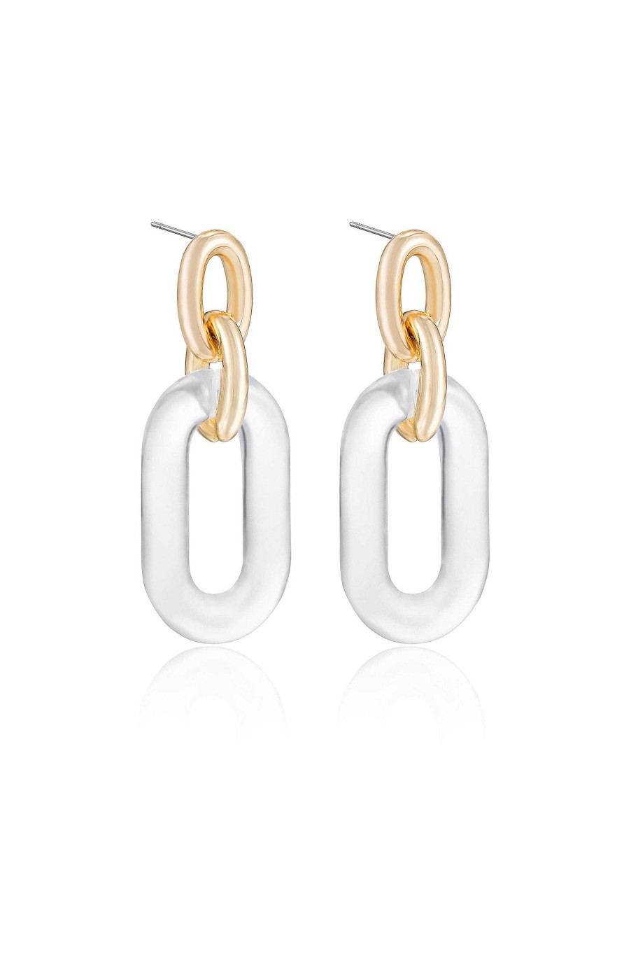 Earrings Ettika | Clear Resin Paperclip 18K Gold Plated Oval Earrings