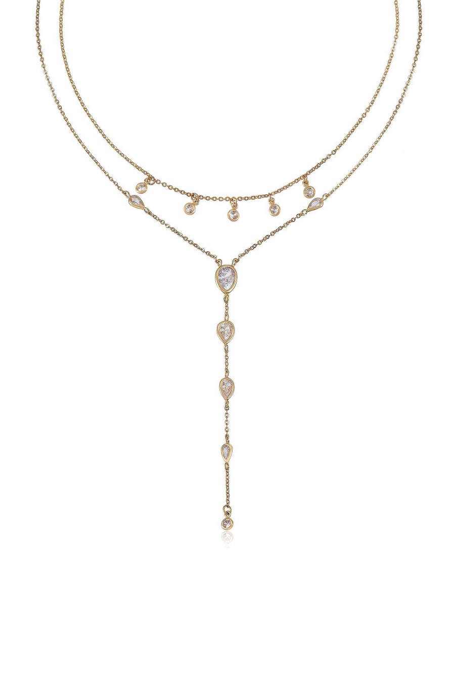 Necklaces Ettika | Draped In Bezel Crystal 18K Gold Plated Lariat Necklace Set