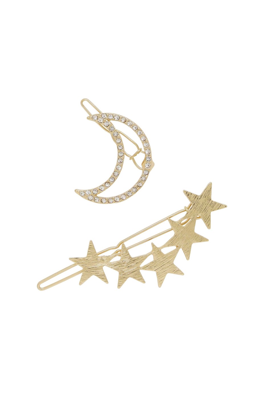 Hair Accessories Ettika | Stars And Moon Set Of 2 Hair Barrettes In Gold