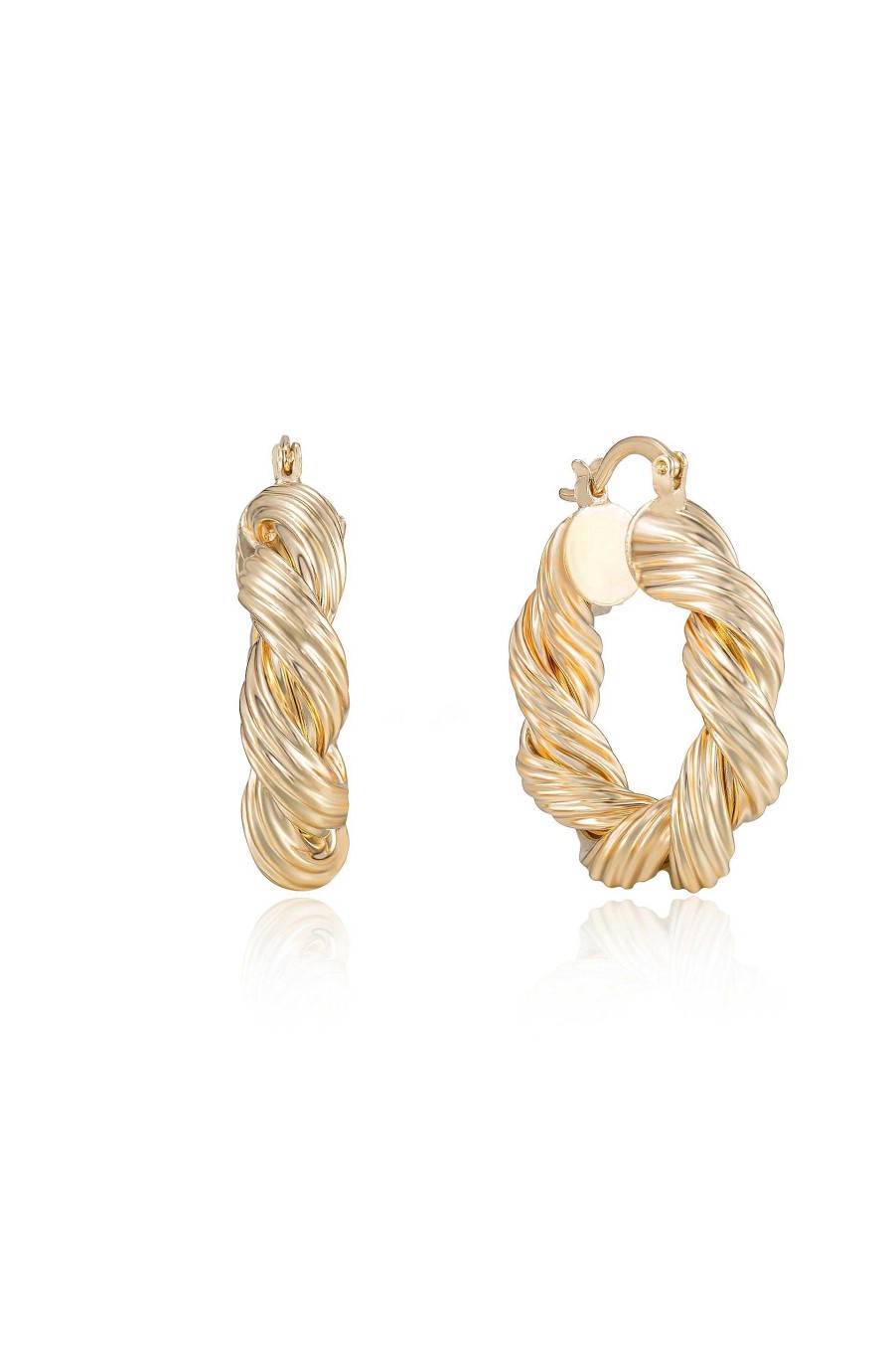 Earrings Ettika | Modern Day 18K Gold Plated Twist Hoops