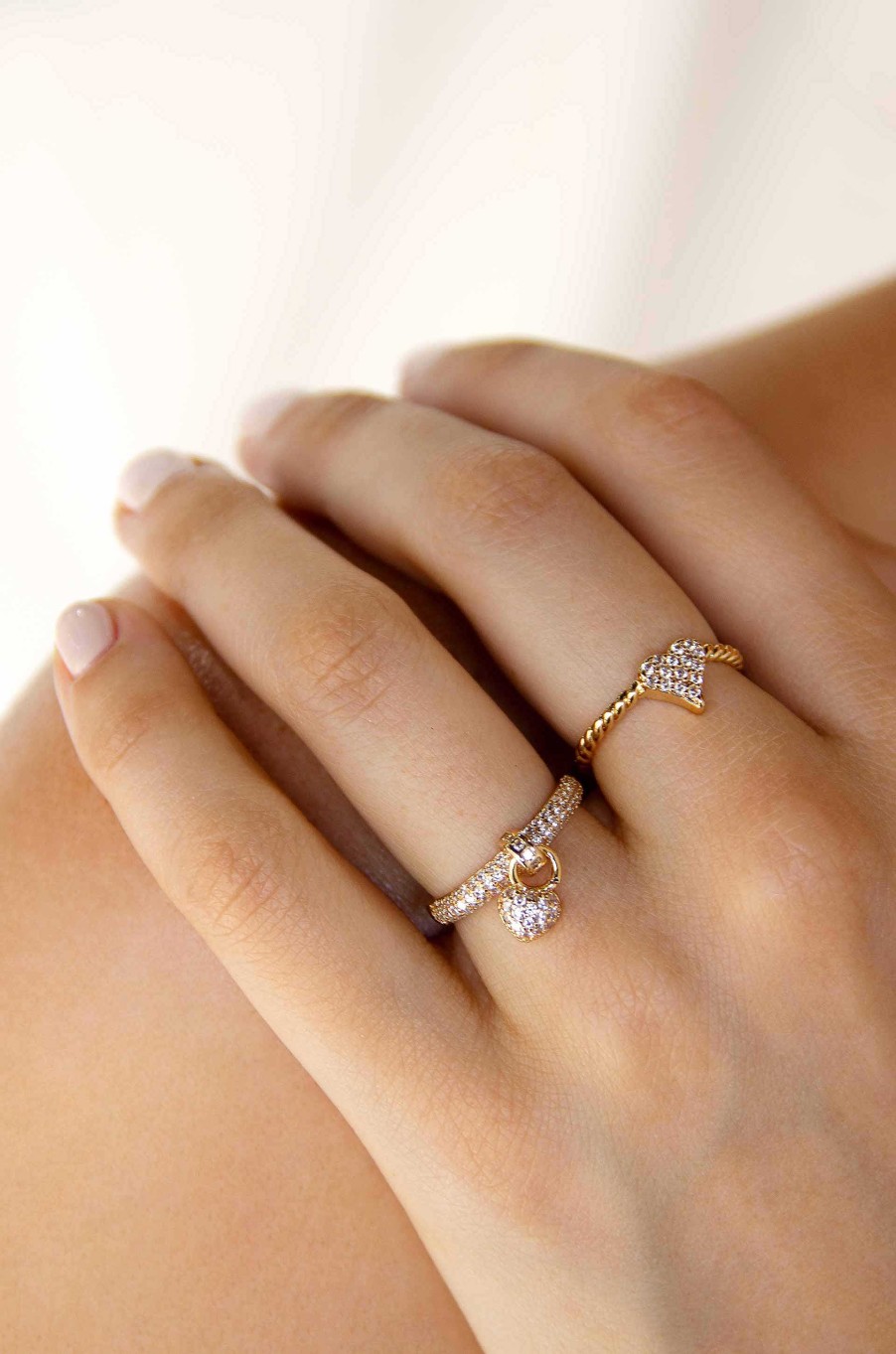 Rings Ettika | Love Locked 18K Gold Plated Crystal Ring Set