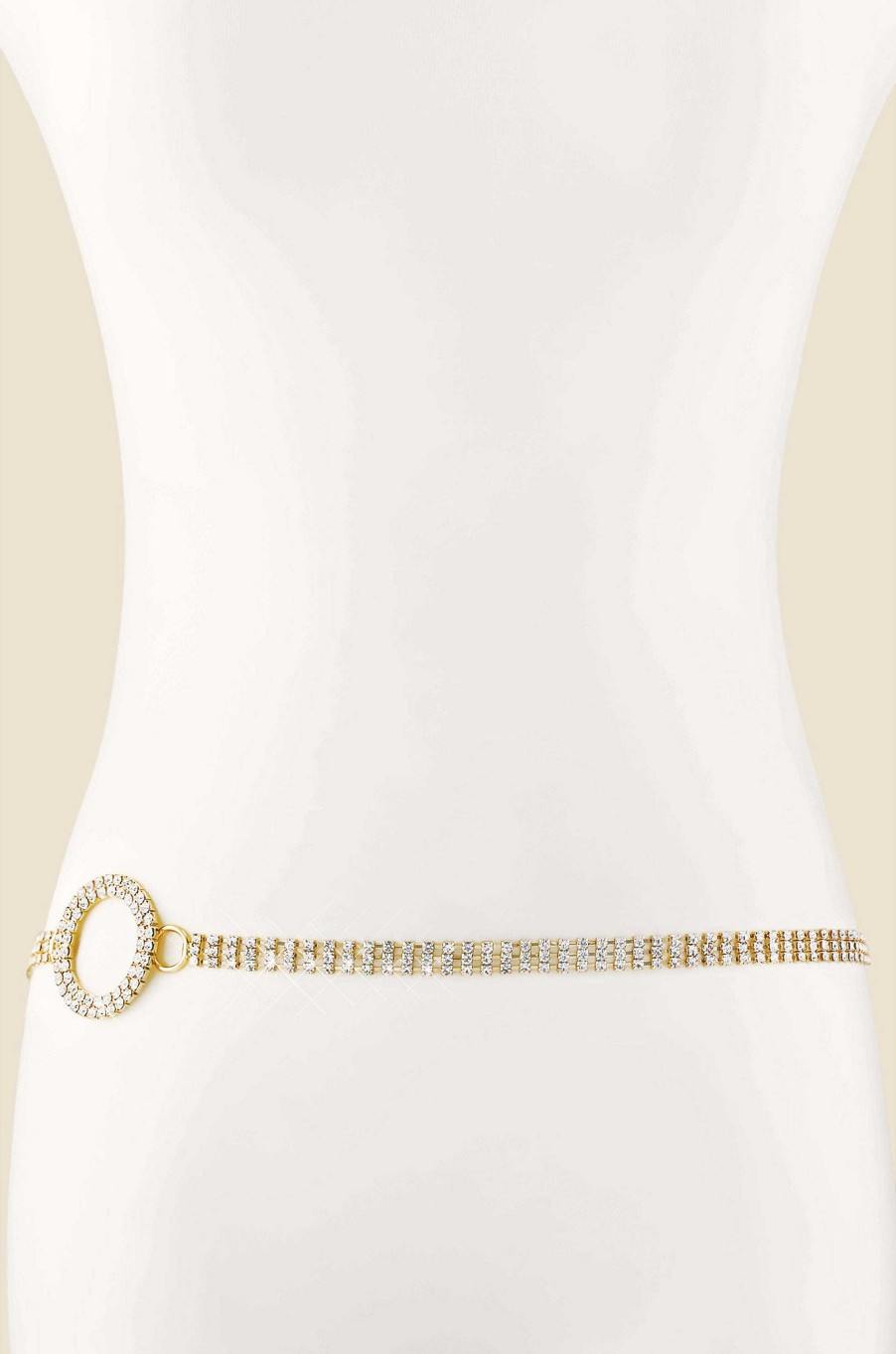 Body Chains & Belts Ettika | Shining Bright Crystal & Gold Circle Belt