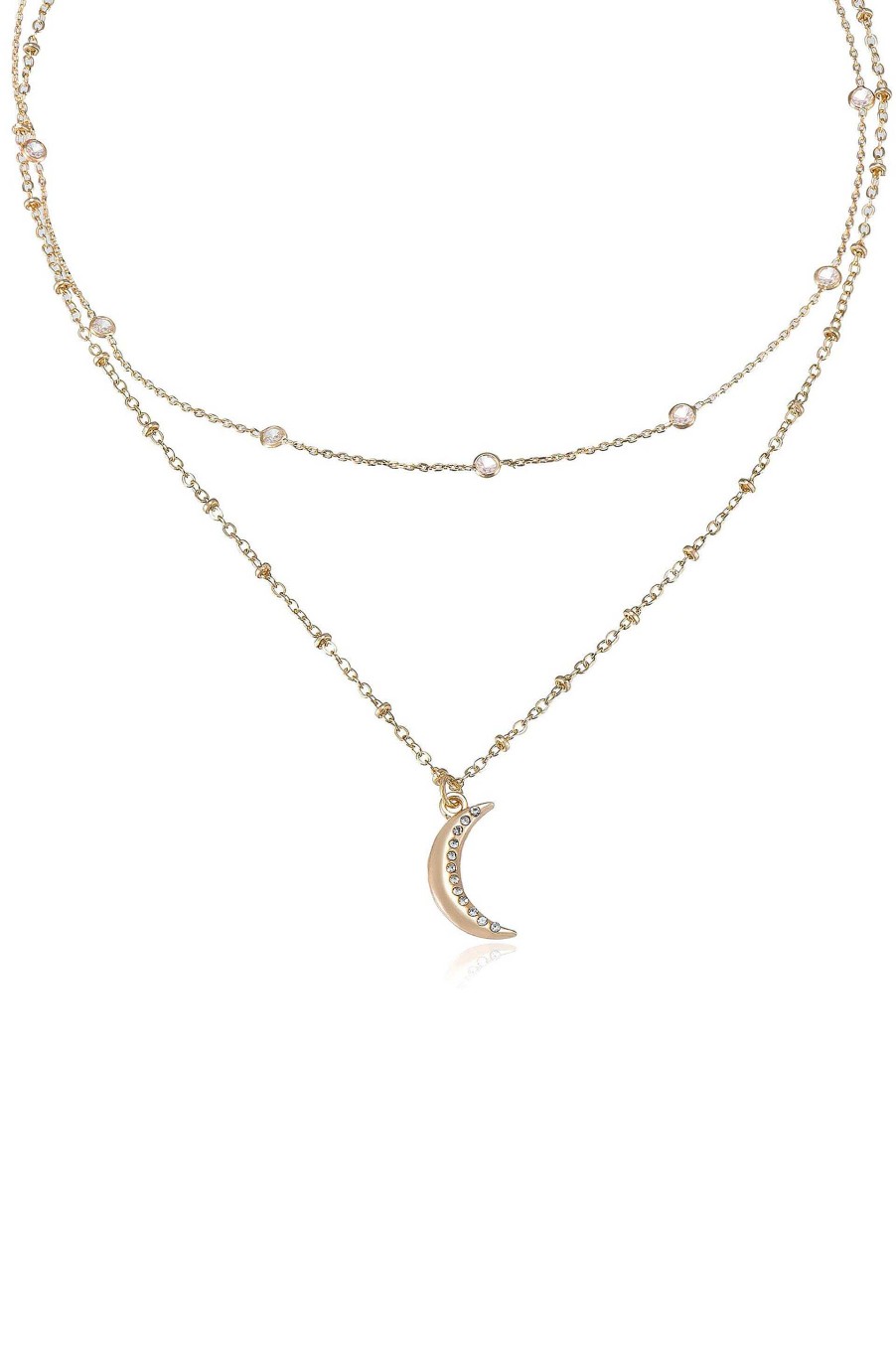 Necklaces Ettika | Crescent Moon Layered 18K Gold Plated Pendant Necklace