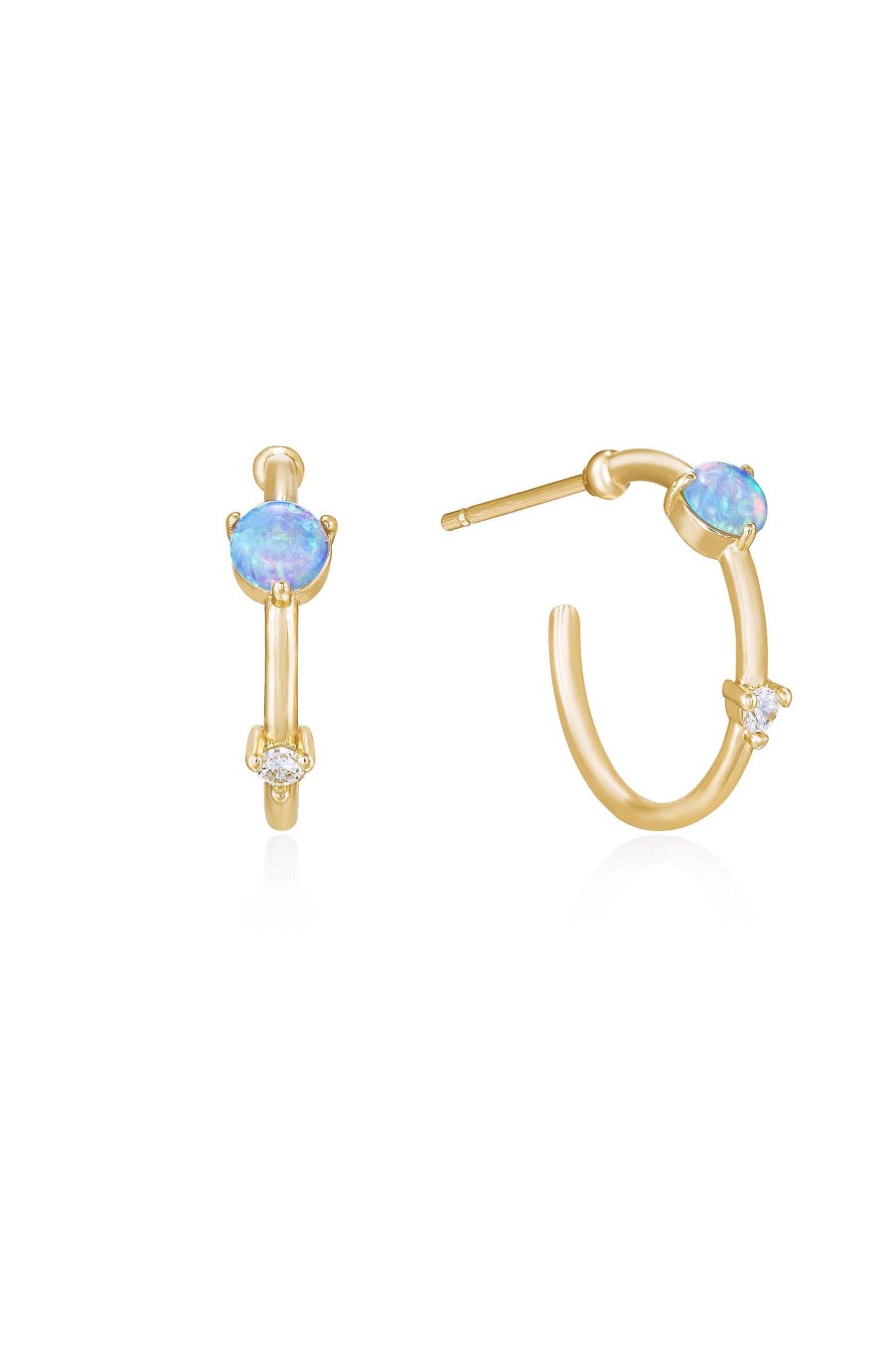 Earrings Ettika | Baby Blue Kyocera Opal Hoops