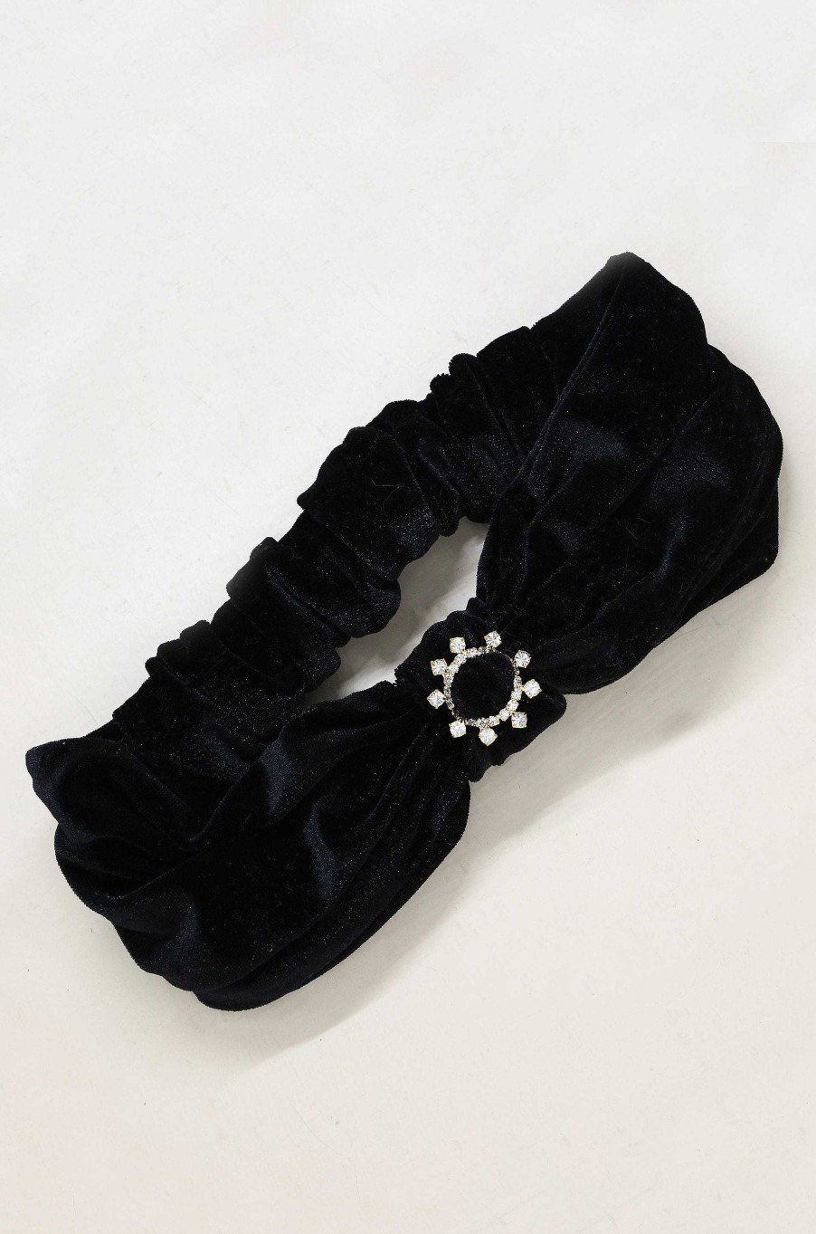 Hair Accessories Ettika | Velvet Headband With Crystal Ring In Black