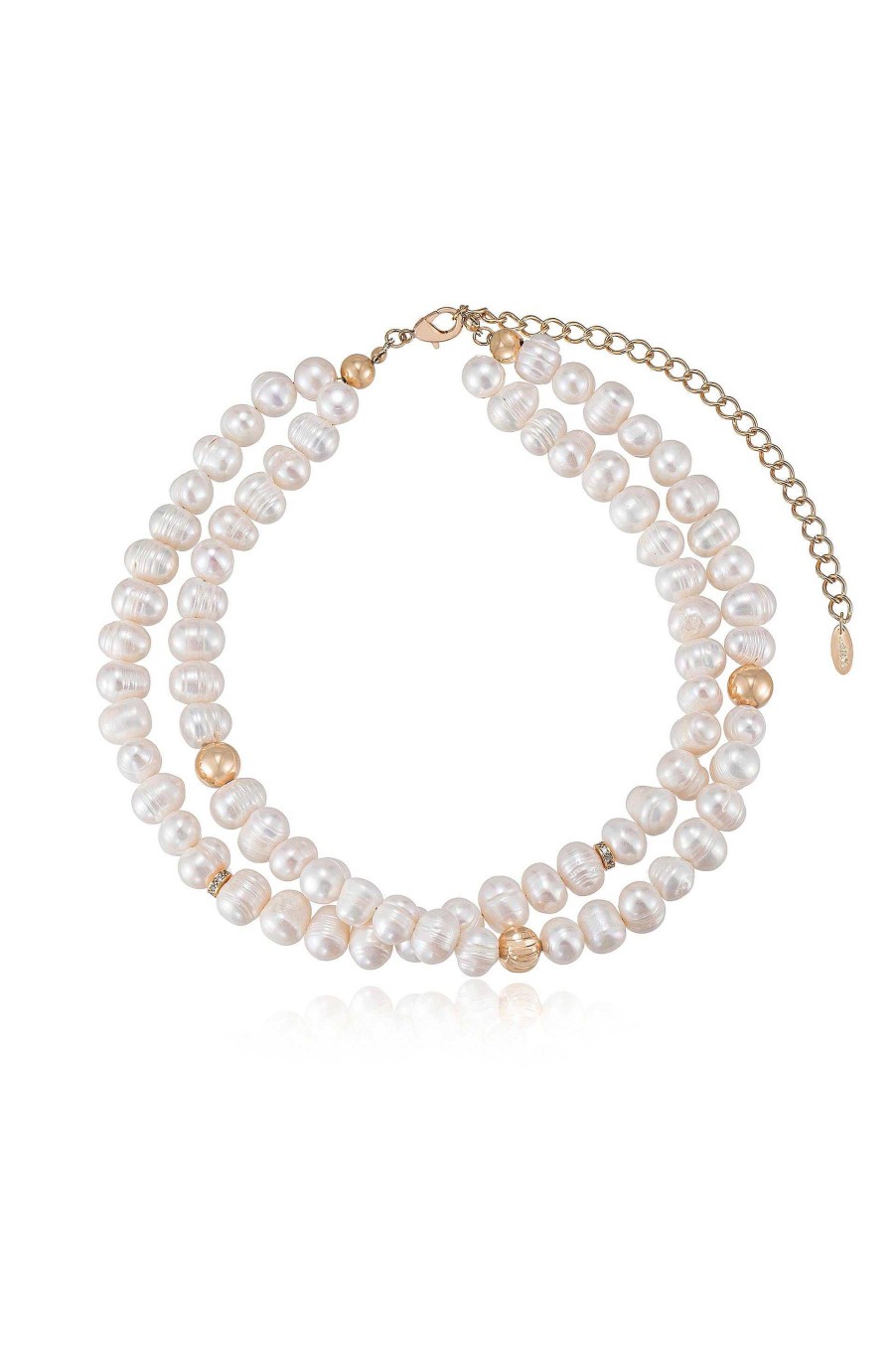 Necklaces Ettika | Double Strand Pearl And 18K Gold Plated Necklace