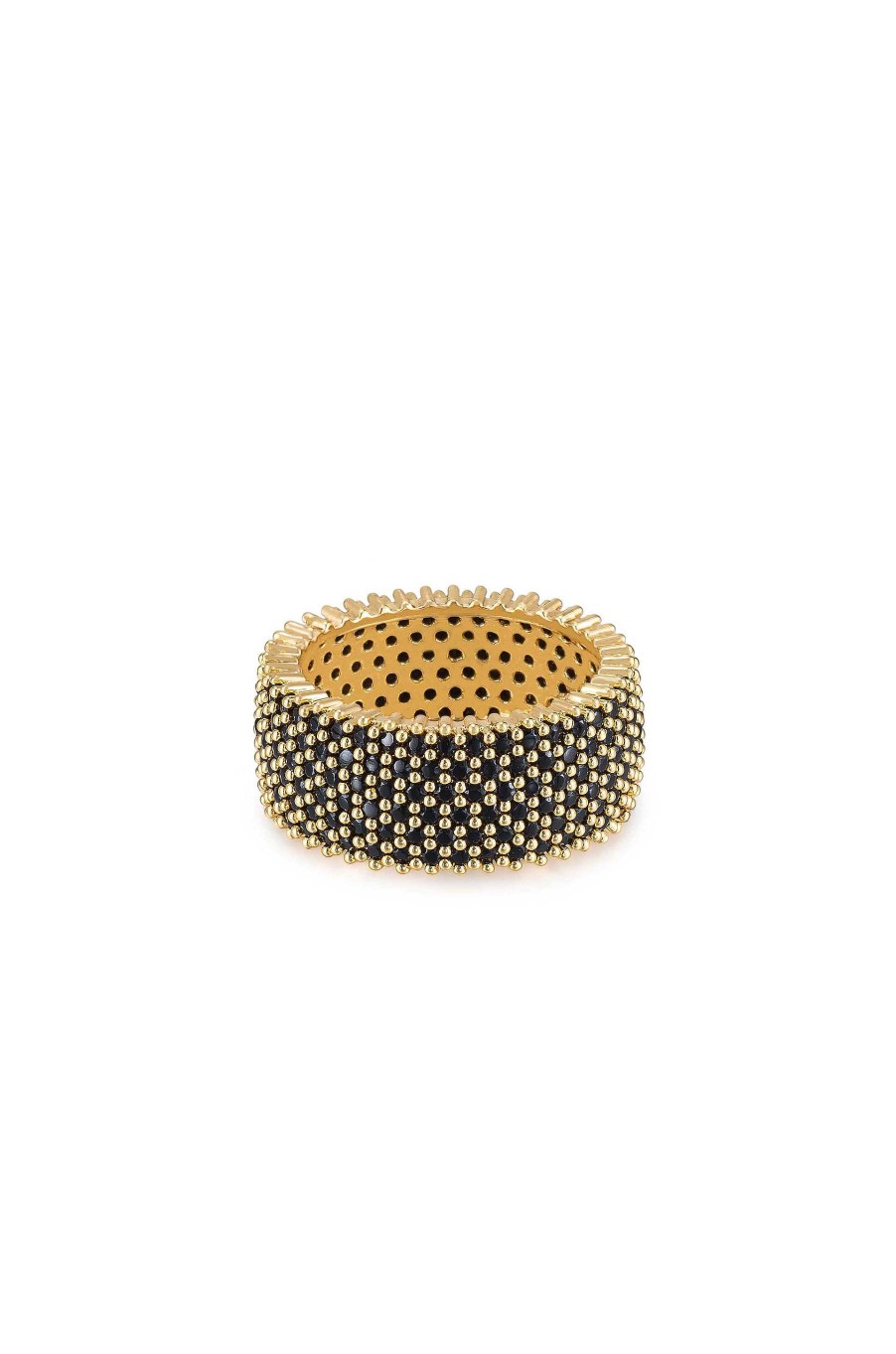 Rings Ettika | Crystal Thick Band 18K Gold Plated Ring