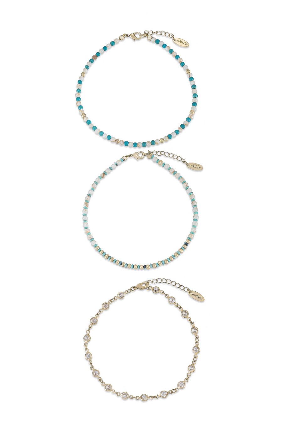 Anklets Ettika | Turquoise Malibu Breeze 18K Gold Plated Anklet Trio