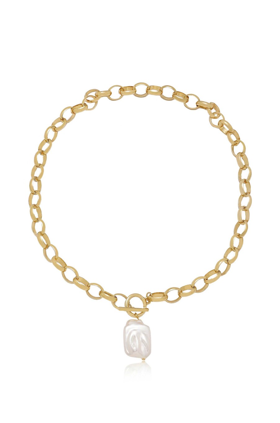 Necklaces Ettika | Edge Of Water Pearl Pendant & 18Kt Gold Plated Necklace