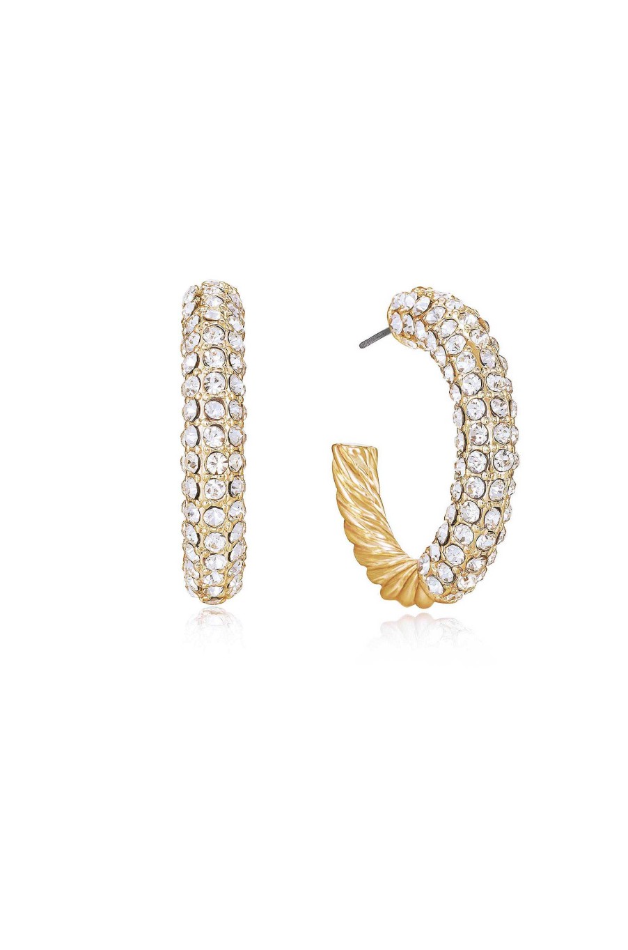 Earrings Ettika | Crystal Dotted Twists 18K Gold Plated Hoop Earrings