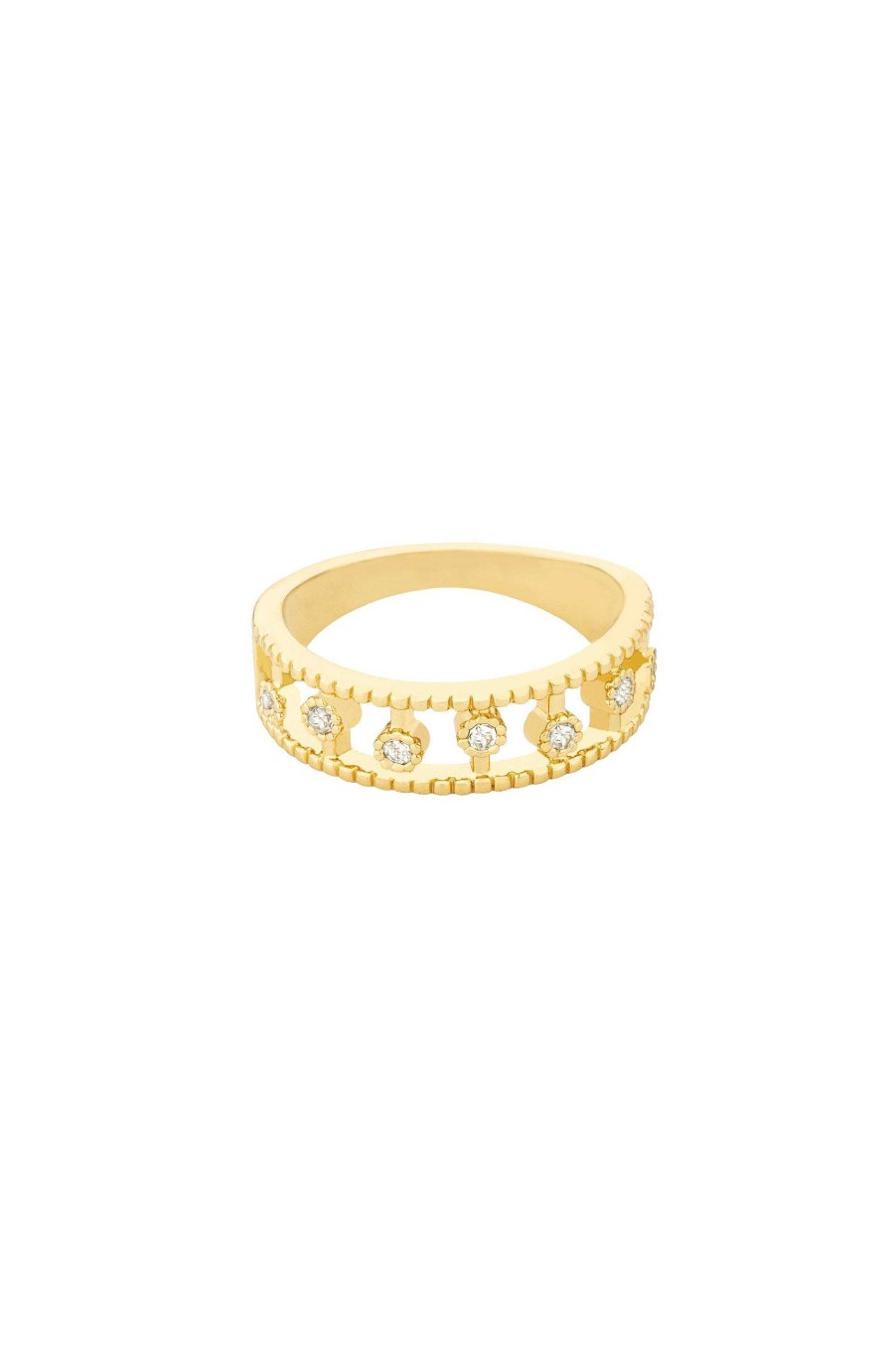 Rings Ettika | Femme Crystal Dotted 18K Gold Plated Ring