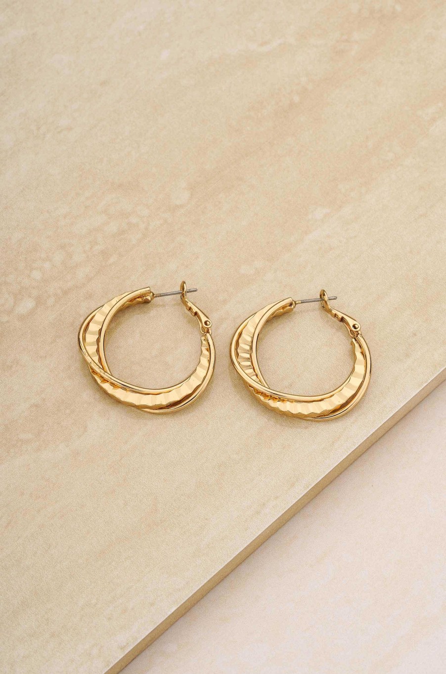 Earrings Ettika | Twisted Golden 18K Gold Plated Hoops