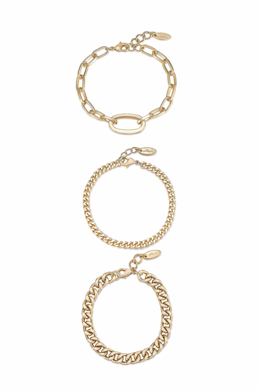 Bracelets Ettika | Chain Game 18K Gold Plated Bracelet Set Of 3