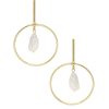 Earrings Ettika | Modern 18K Gold Plated & Freshwater Pearl Drop Hoop Earrings