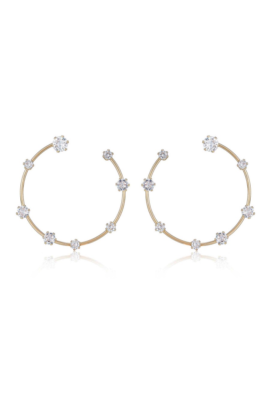 Earrings Ettika | Celestial Large Wire & Crystal Ring 18K Gold Plated Earrings