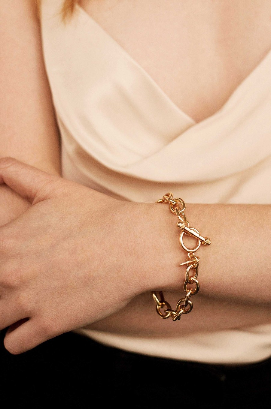 Bracelets Ettika | Simple Chain Link 18K Gold Plated Bracelet With Toggle