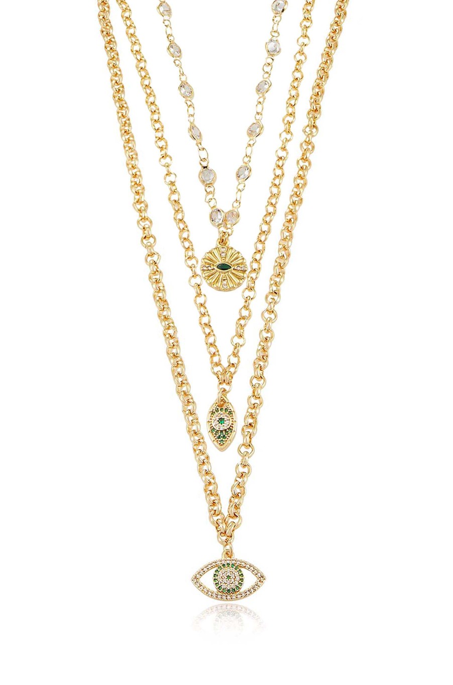 Necklaces Ettika | Stay Protected 18K Gold Plated Crystal Necklace Set