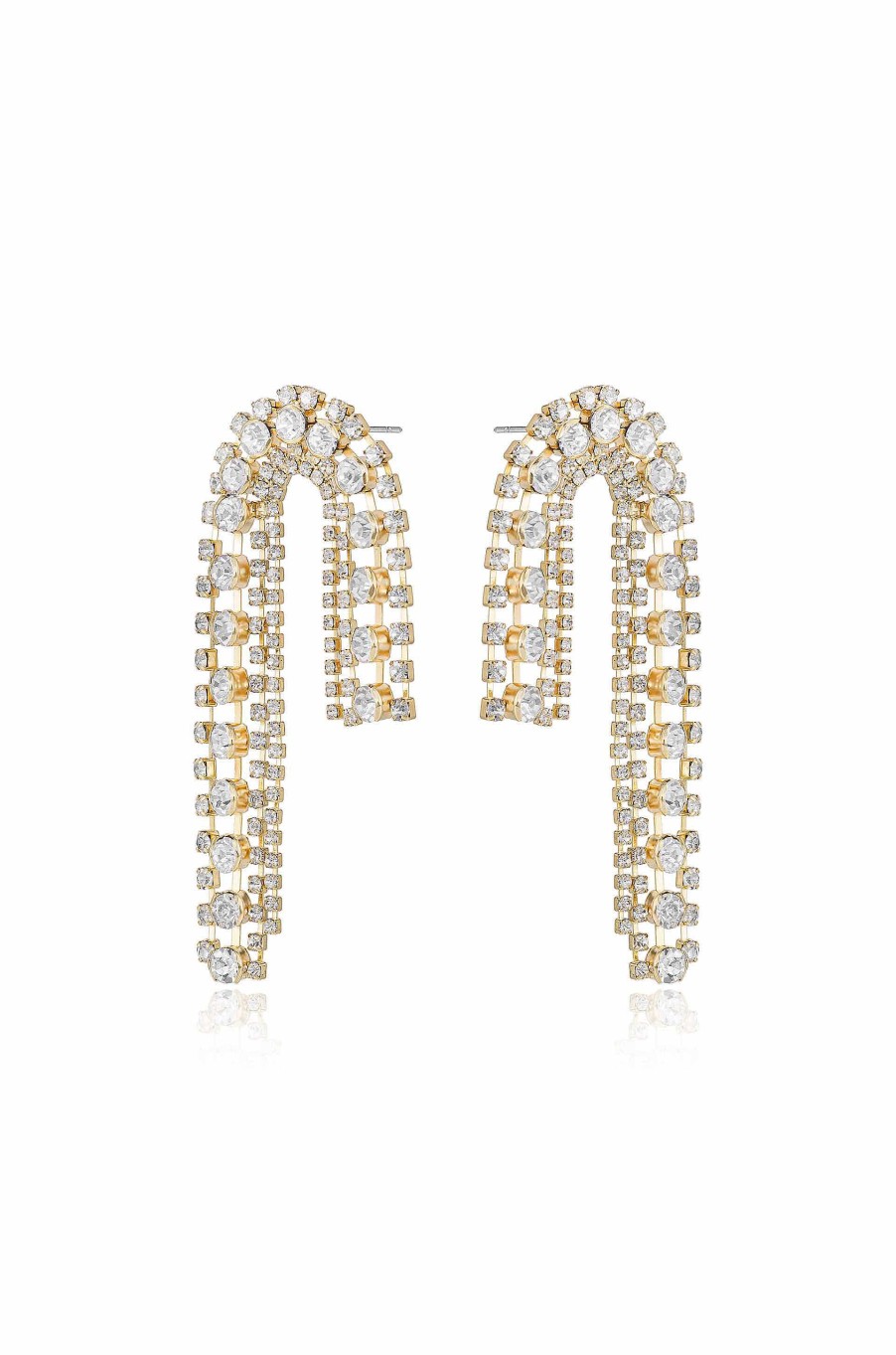 Earrings Ettika | Crystal Arch Chain 18K Gold Plated Statement Earrings