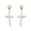 Earrings Ettika | Organic Freshwater Pearl Cross 18K Gold Plated Earrings