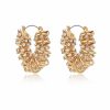 Earrings Ettika | Swirling Crystal Cluster 18K Gold Plated Hoop Earrings