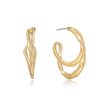 Earrings Ettika | Hammered Golden 18K Gold Plated Hoop Earrings