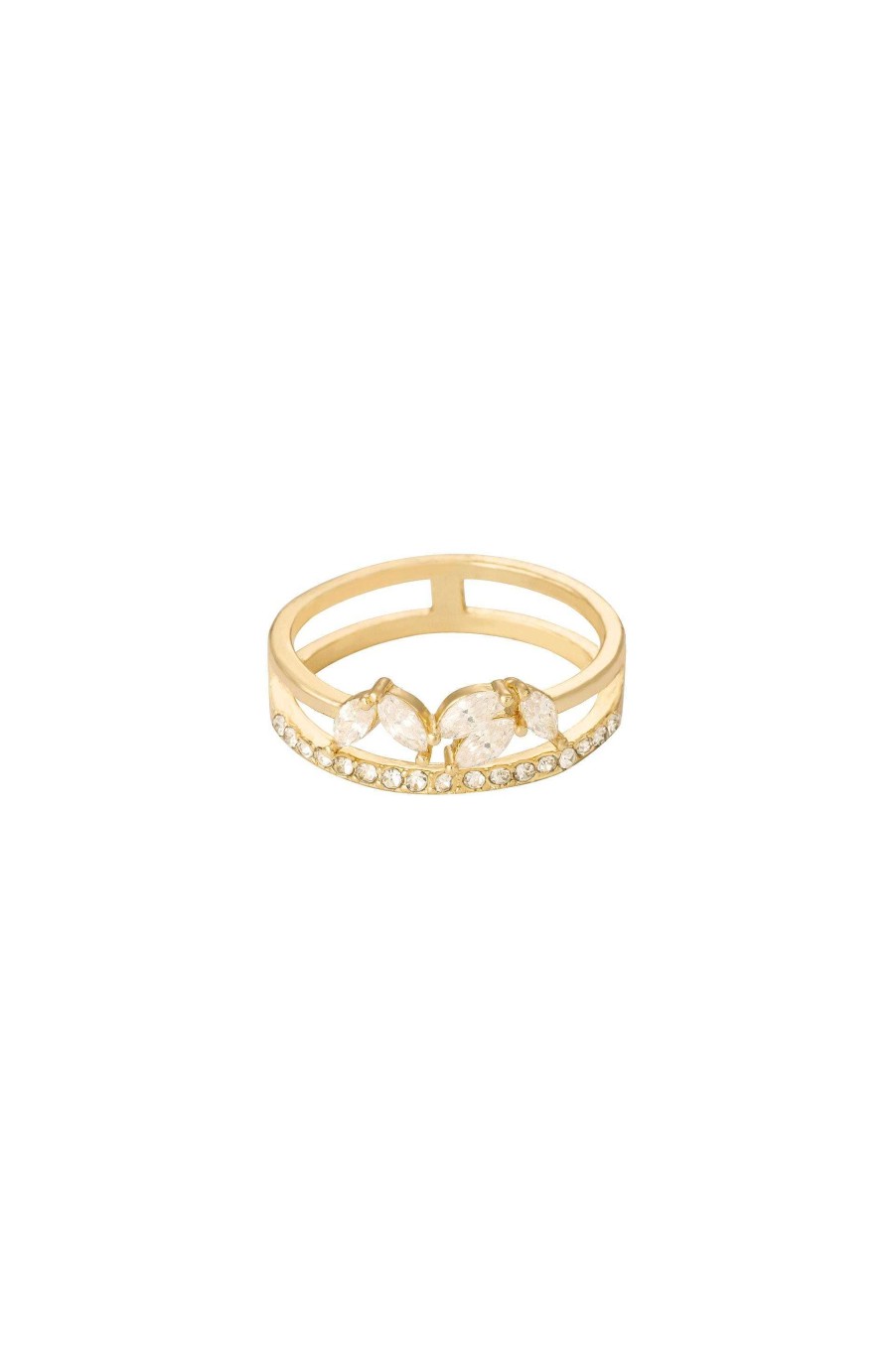 Rings Ettika | Crystal Double Illusion 18K Gold Plated Ring