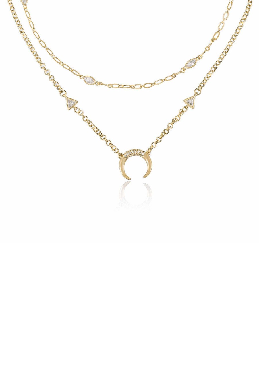 Necklaces Ettika | Mesmerize Me Crescent Horn 18K Gold Plated Layered Necklace Set