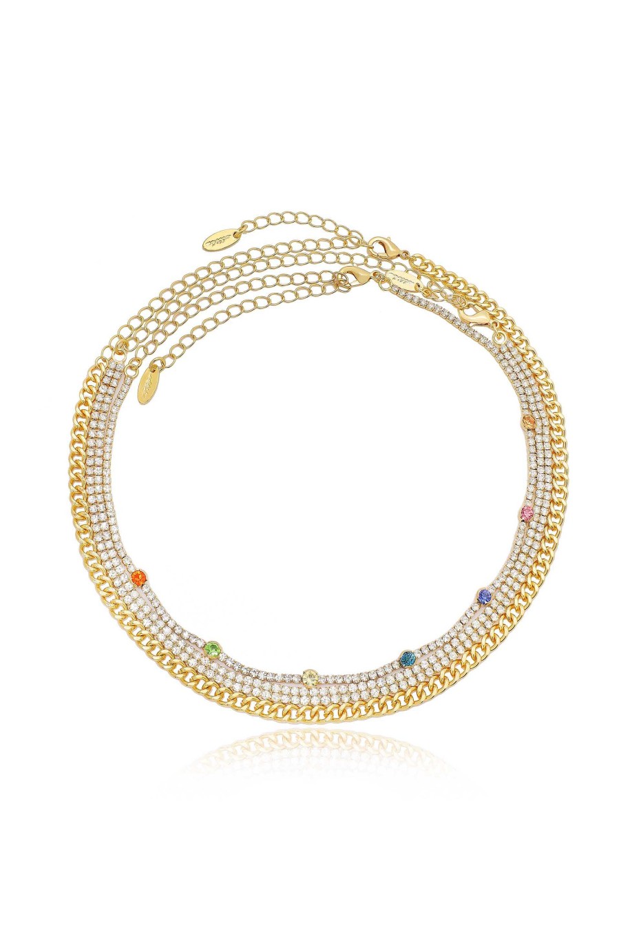 Necklaces Ettika | Rainbow & Crystal 18Kt Gold Plated Necklace Set