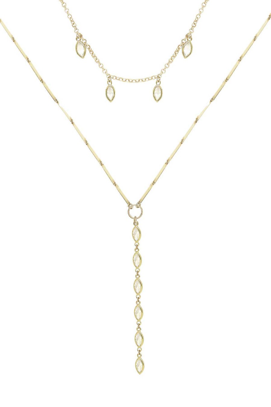 Necklaces Ettika | Ariella Glass Crystal 18K Gold Plated Layered Lariat Necklace