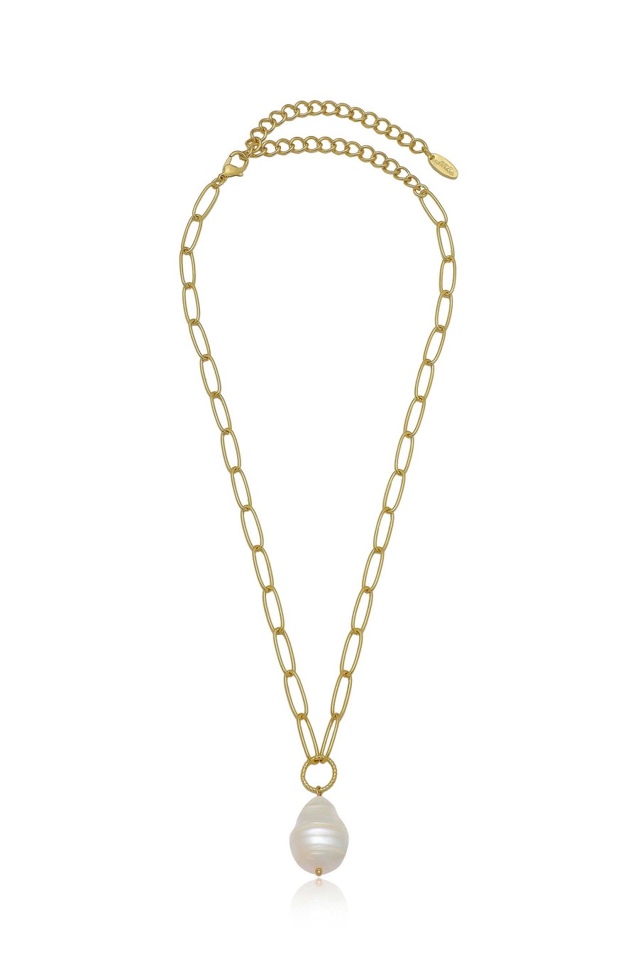 Necklaces Ettika | Single Pearl Open Links 18K Gold Plated Chain Necklace