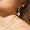 Earrings Ettika | Dangle Crystal Disc 18K Gold Plated Earrings