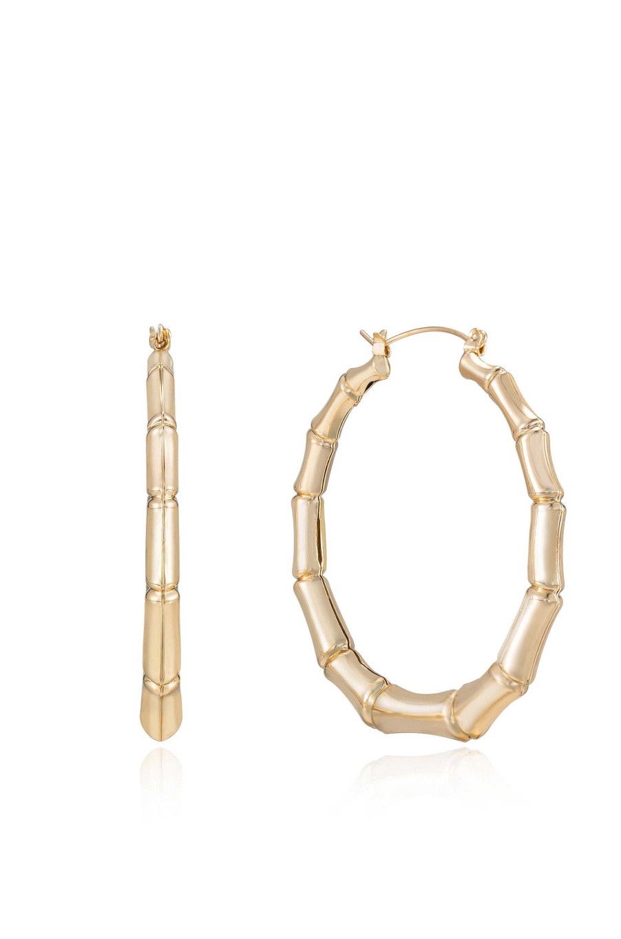 Earrings Ettika | Bamboo 18Kt Gold Plated Hoop Earrings