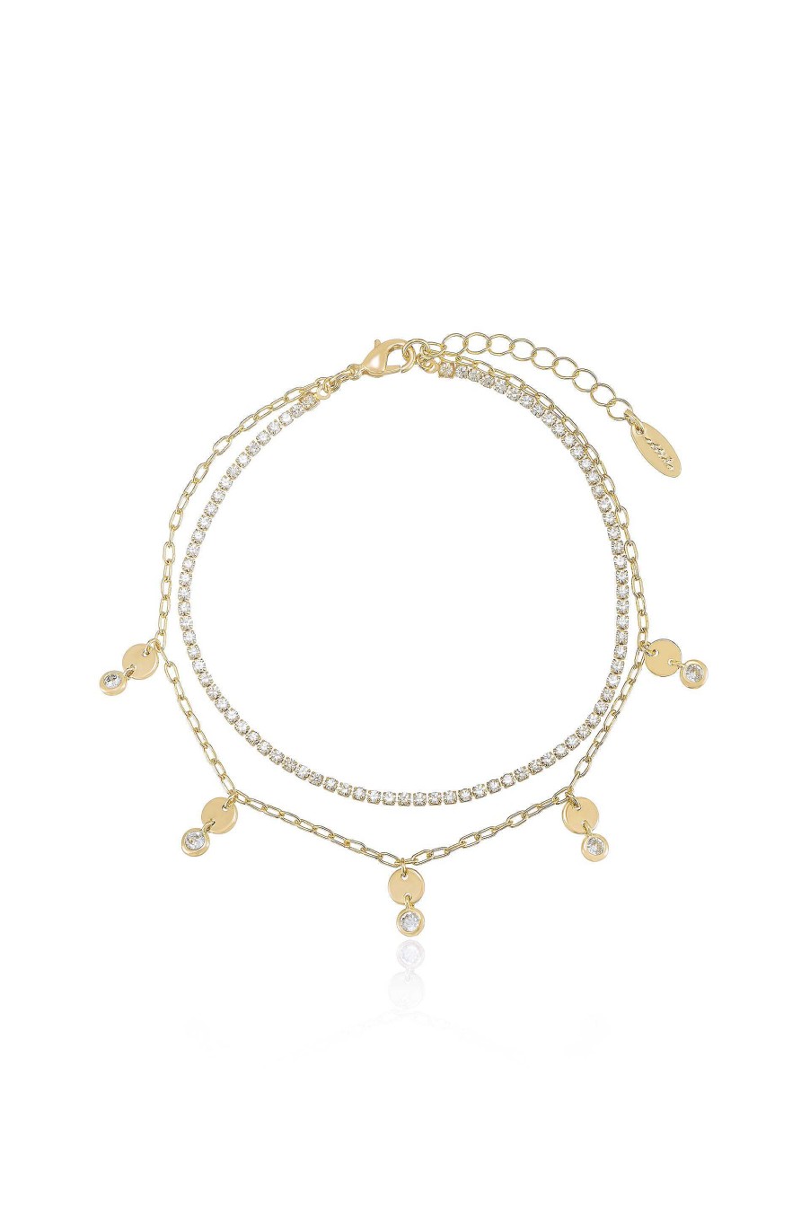 Anklets Ettika | Giovanna Layered Crystal 18K Gold Plated Anklet