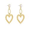 Earrings Ettika | Twisted Heart Pearl And 18K Gold Plated Earrings