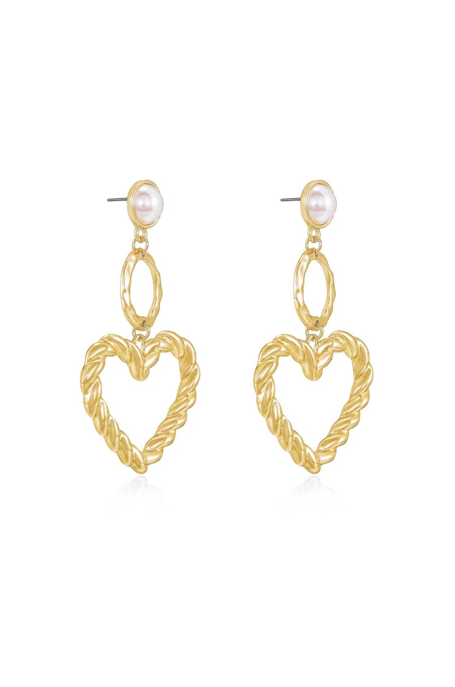 Earrings Ettika | Twisted Heart Pearl And 18K Gold Plated Earrings