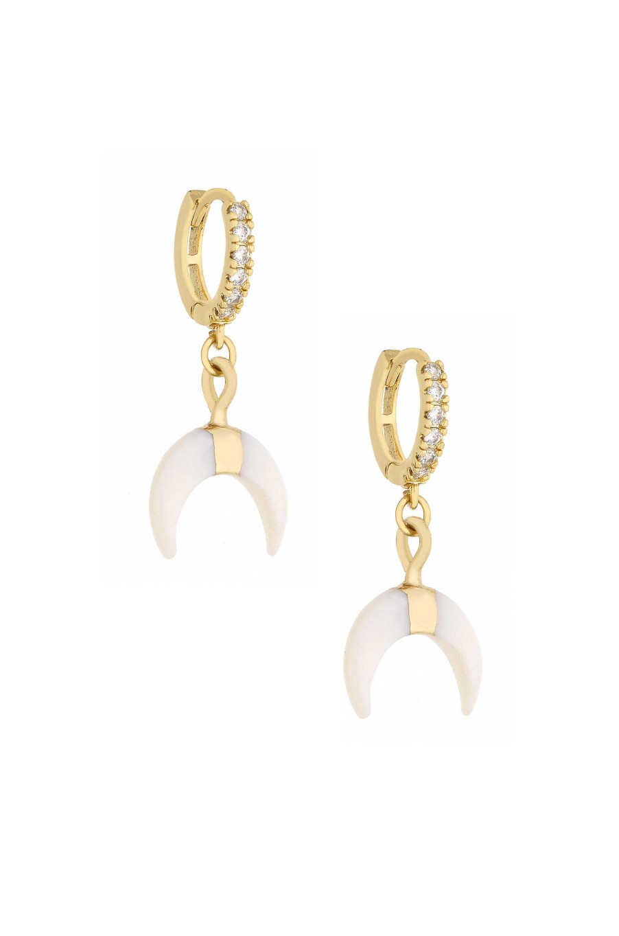 Earrings Ettika | Boho White Crescent 18K Gold Plated Dangle Earrings