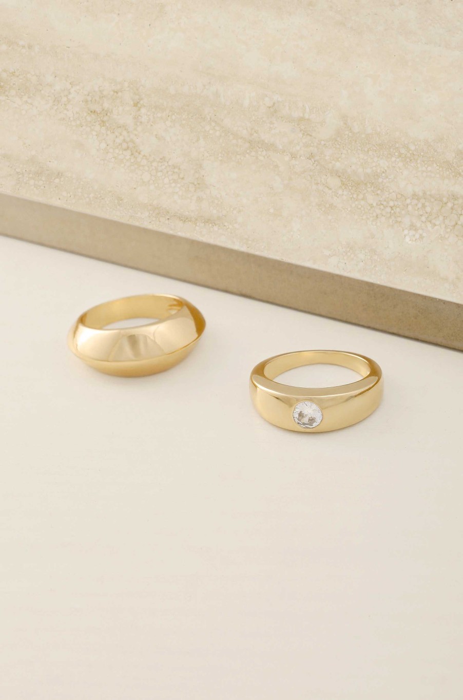 Rings Ettika | Statement 18K Gold Plated Band Ring Set