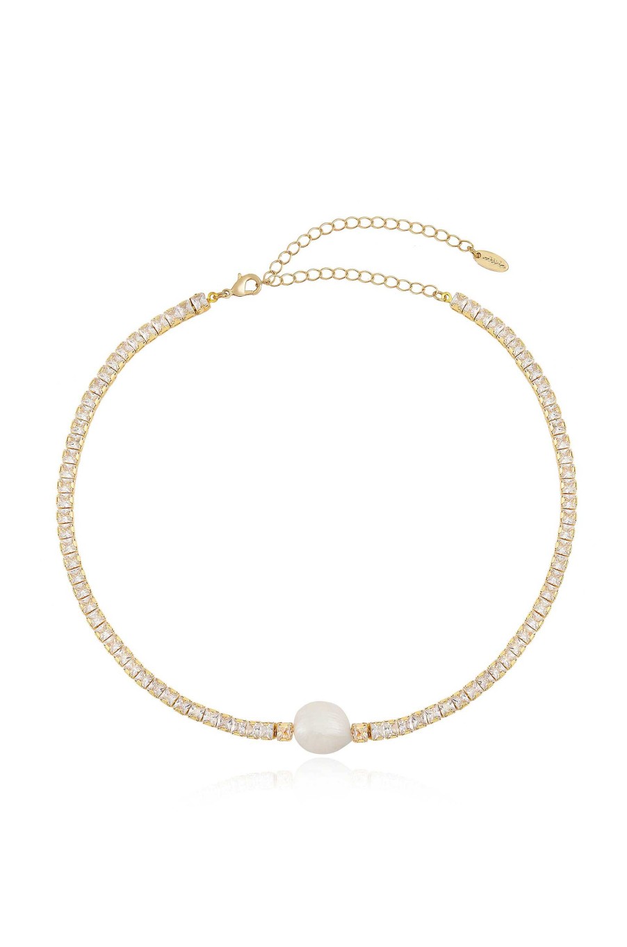 Necklaces Ettika | Single Freshwater Pearl 18K Gold Plated Link Necklace