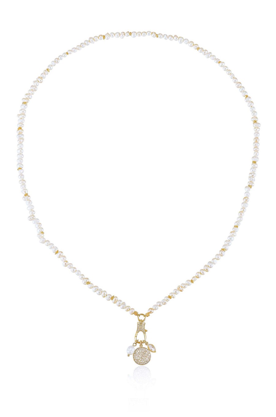 Necklaces Ettika | Pearly White 18K Gold Plated Charm Necklace