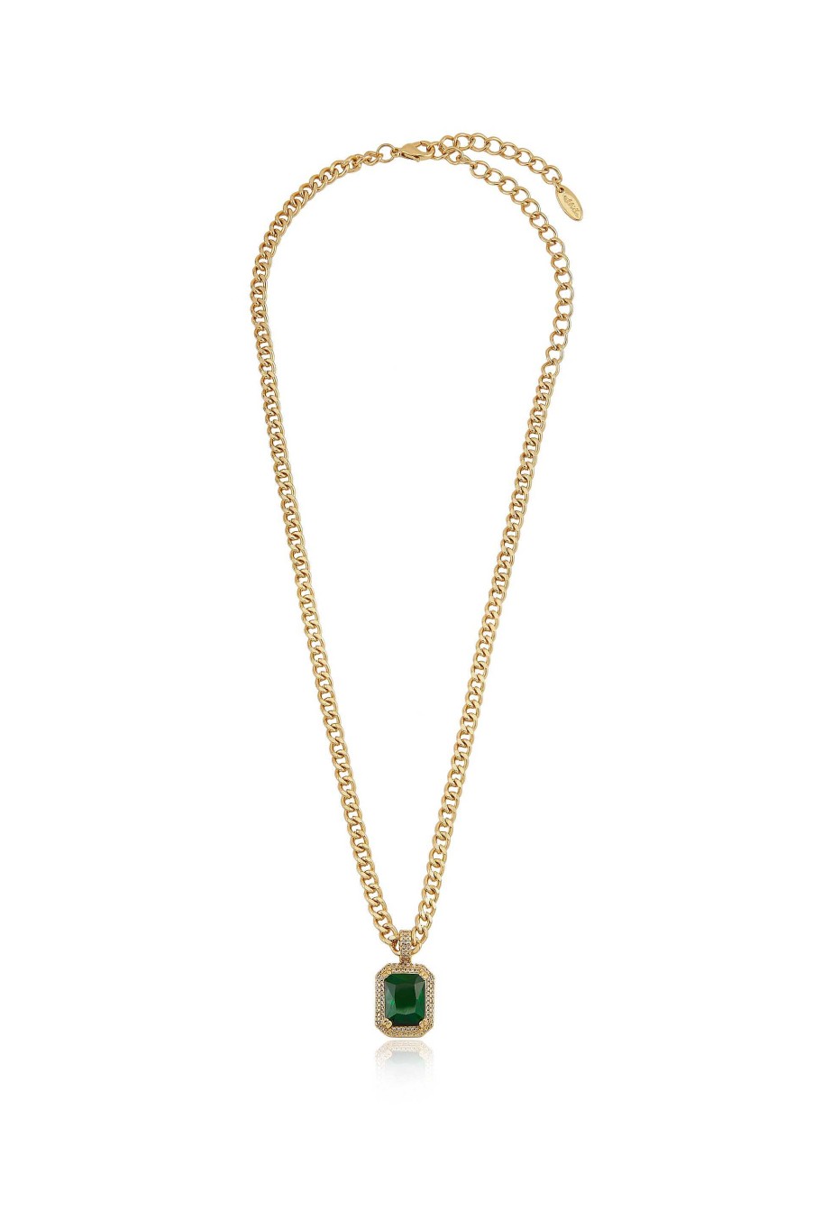 Necklaces Ettika | Emerald Stone Pendant 18K Gold Plated Link Necklace