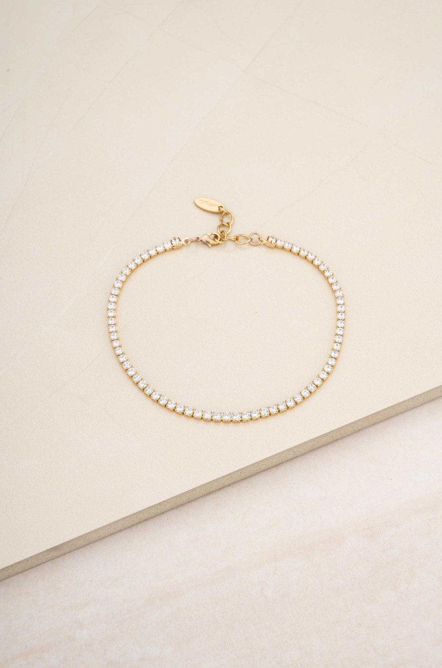 Anklets Ettika | Single Crystal Band 18K Gold Plated Anklet