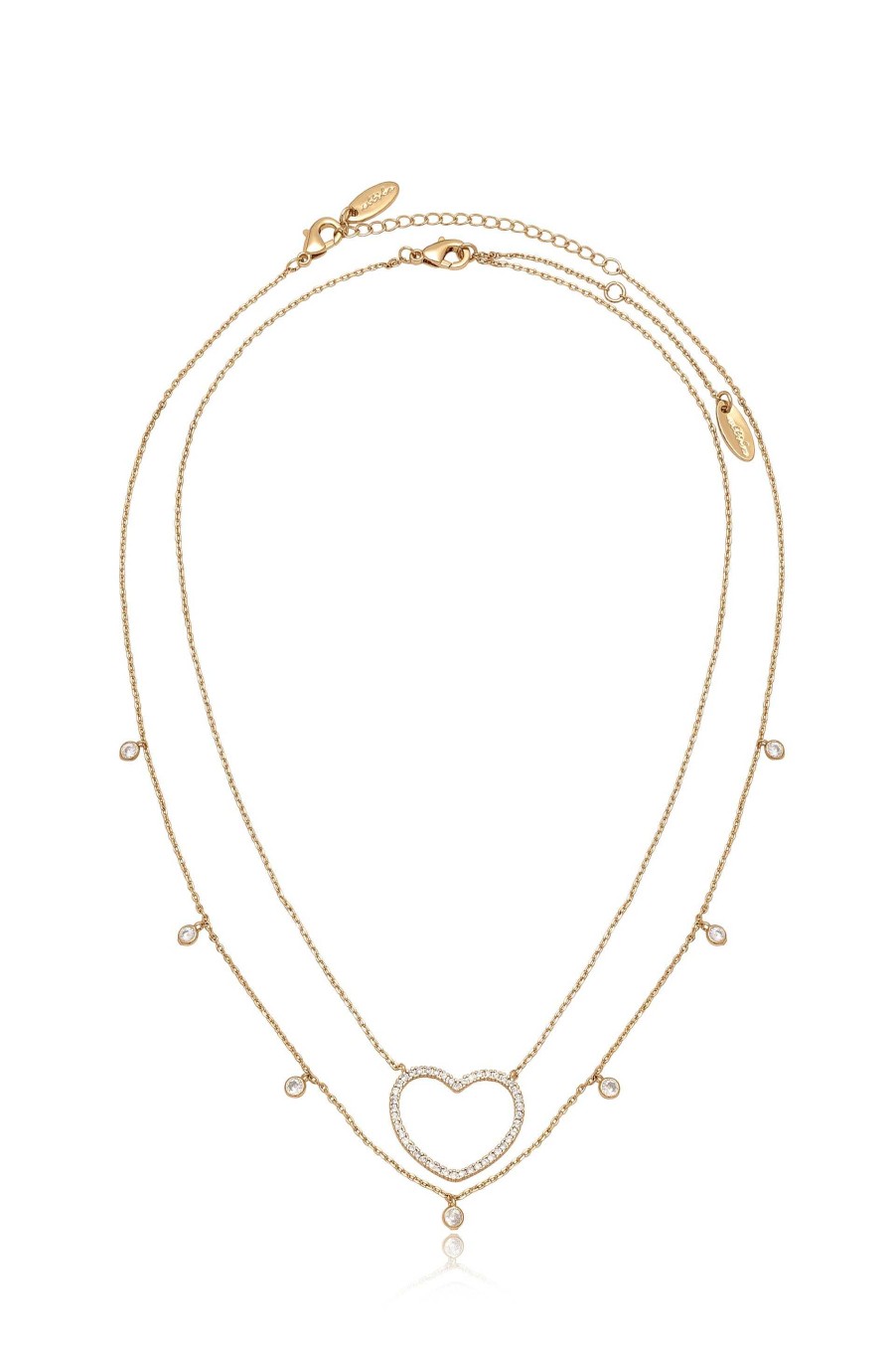 Necklaces Ettika | Crystal Heart And Drop Layered 18K Gold Plated Necklace Set Of 2