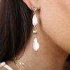 Earrings Ettika | Freshwater Pearl Double Drop 18K Gold Plated Earrings